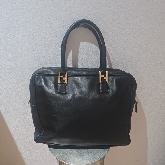 Fendi Handbags - Fendi Black Leather Ventage Handbag with Gold Accents Authentic